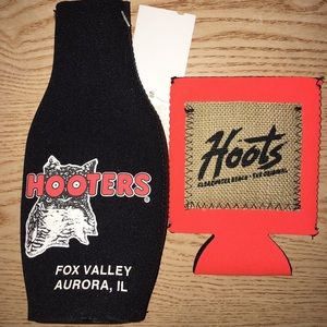 New 2 Hooters Koozies Clearwater & IL Black Orange